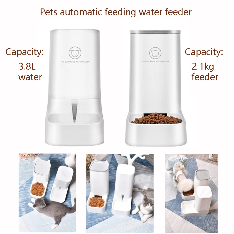 

Pet Dog Cat Automatic Feeder 3.8L Large Capacity Detachable Bowl Water Dispenser Food Feeding Device For Cat Dog Pet Supplies
