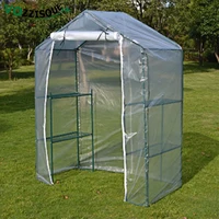 DHL House Garden Greenhouses Flower Plant Keep Warm Shelf Roof Greenhouse for Garden Shed Cover Roll-up Zipper with Iron Stand