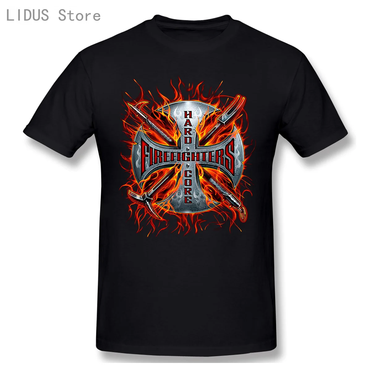 

2021 Fashion Graphic T-shirt Cartoon Anime HARD CORE FIREFIGHTER FIREMEN Casual Men O-neck 100% Cotton T shirt Tees Top