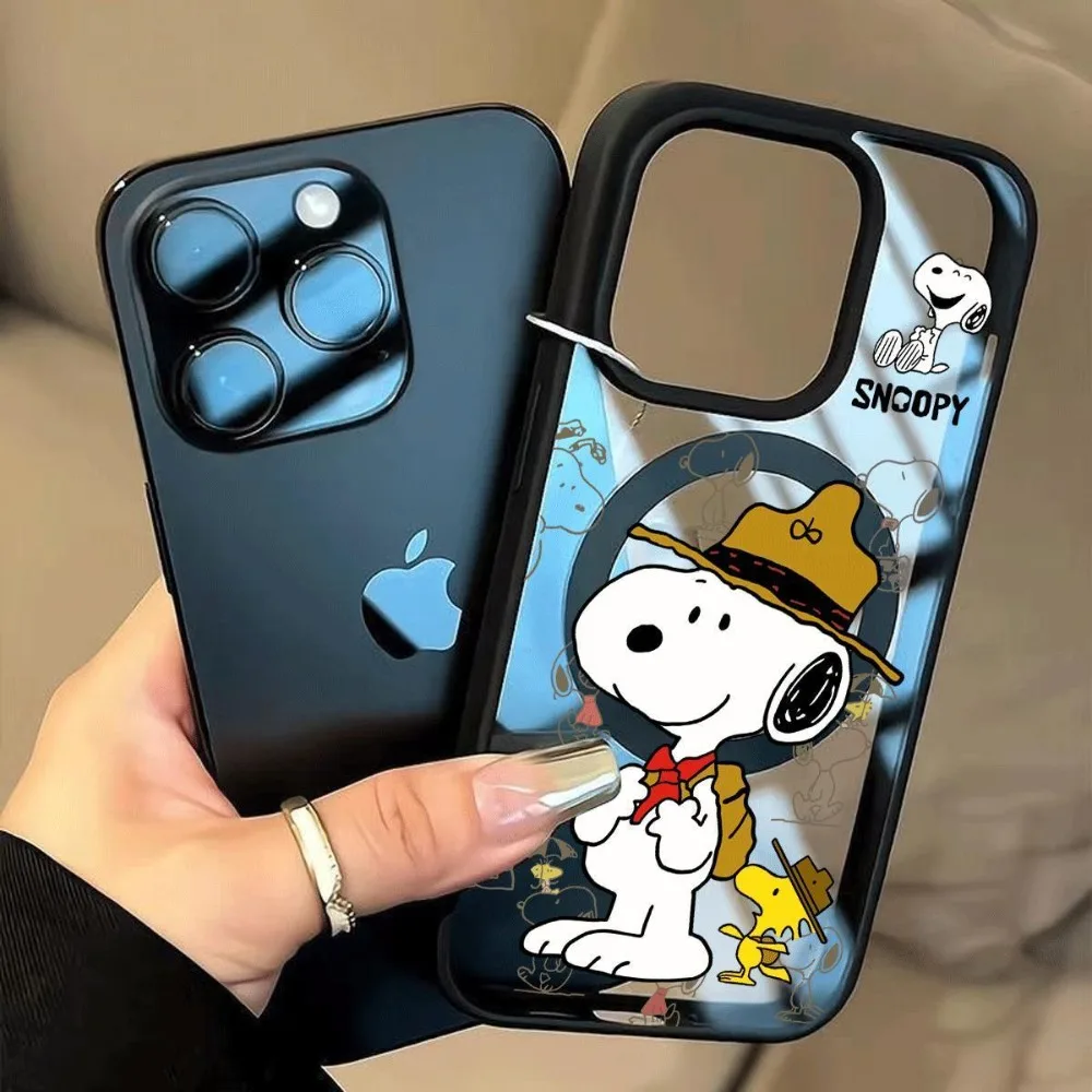 Фото Новый аниме-чехол для телефона Snoopy Magsafe, защитный чехол для iPhone 17 Air 16 15 14 Plus 13 Pro Max, TPU, с беспроводной зарядкой, подарок для девочек №4