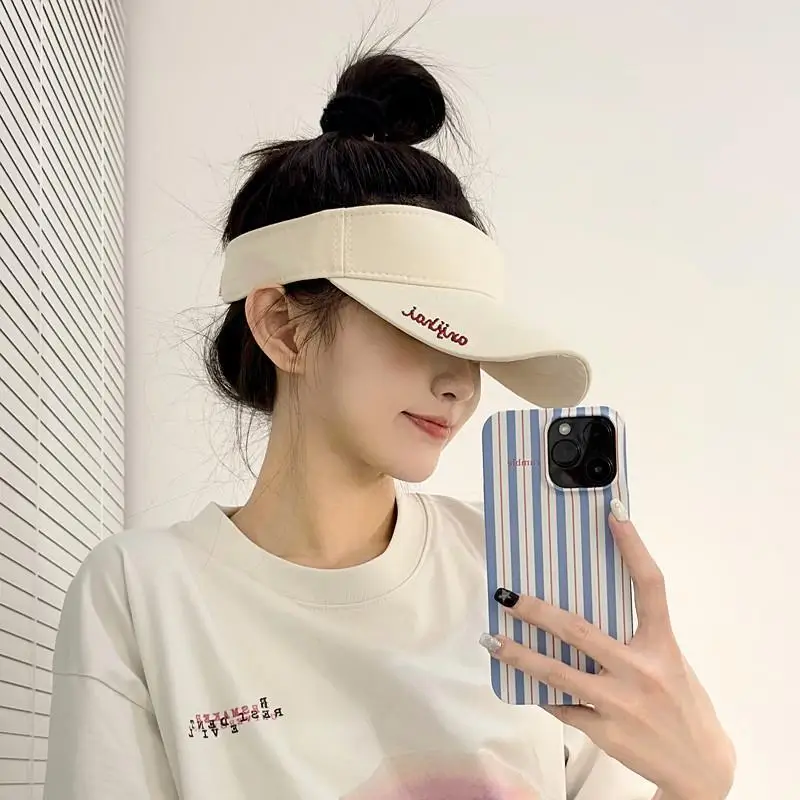 

2023 New Kpop New Empty Top Hat Female Ins Summer Topless Baseball Cap Sports Sun Visor Can Tie Ponytail Cap Hats for Women