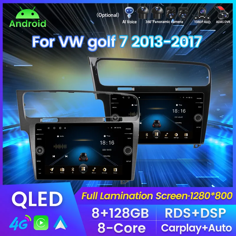 Android 12 Car Radio GPS Navigaion For VW Volkswagen Golf 7 VII 2013-2020 Multimedia Video 2Din QLED Screen 1280*800 HD Receiver