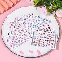 adhesive letter line waterproof rose flowers nail sticker 3d stickers nail art decoration shining decals