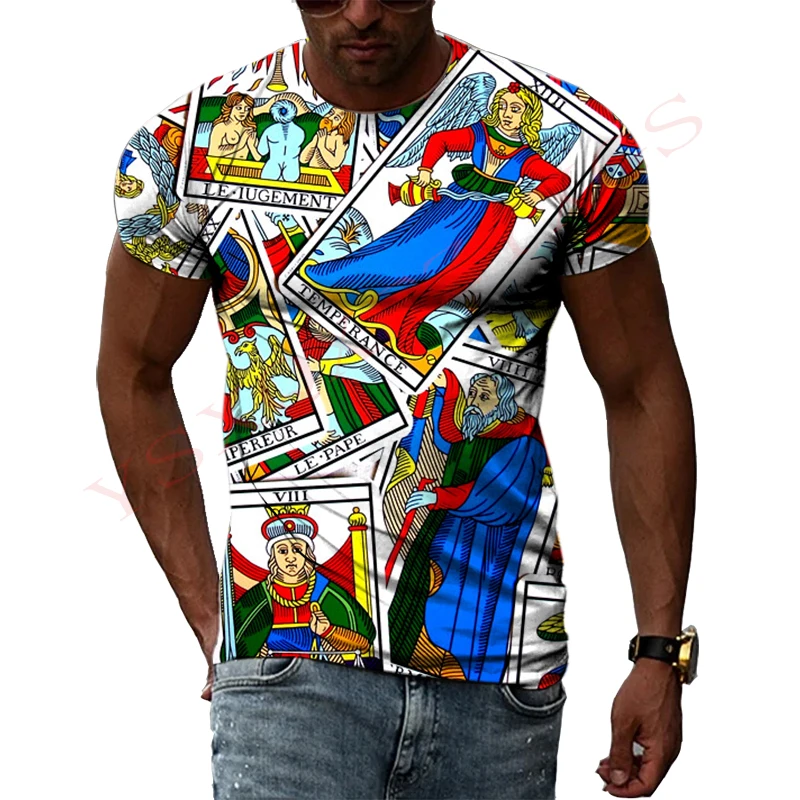 

Топ Tarot Fun мужской и женский с 3D-принтом, модный уличный топ с круглым вырезом и коротким рукавом в стиле хип-хоп, лето