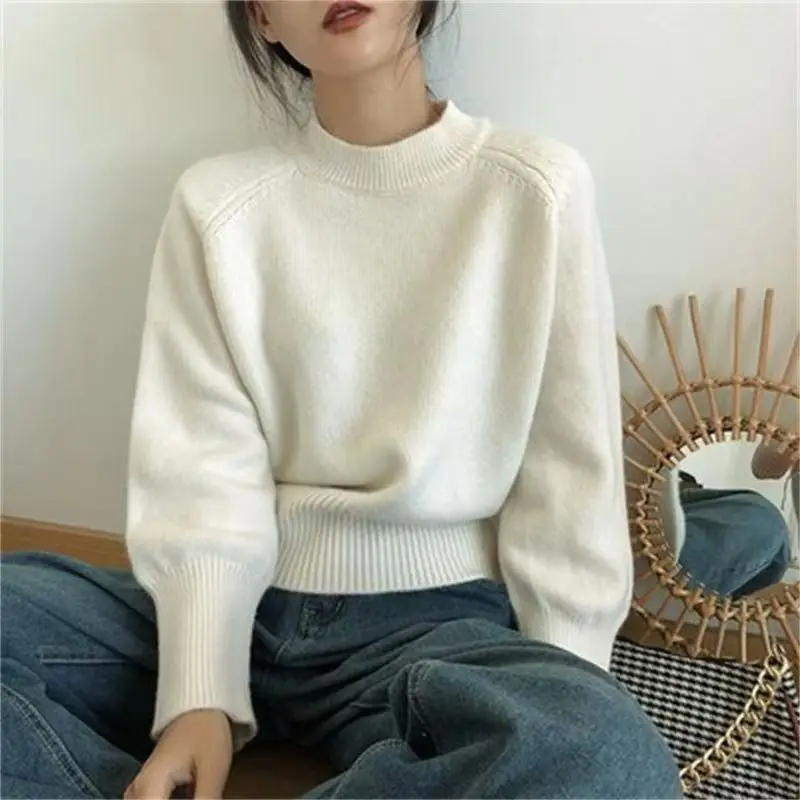

2022 New Arrival Autumn Women Loose Casual O-neck Long Sleeve Sweater Korean Style All-matched Vintage Knitted Pullover P823