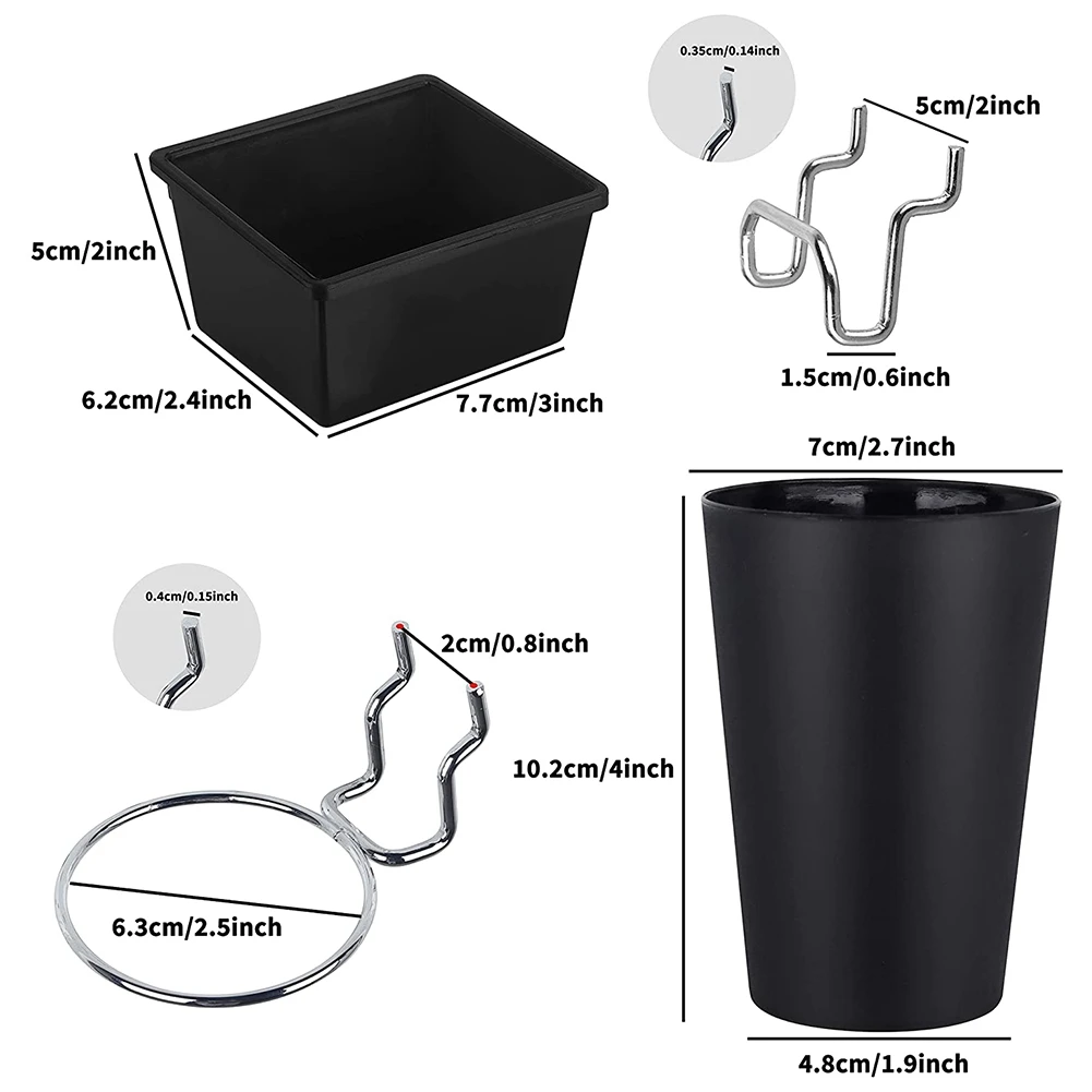 

6 Sets Pegboard Bins Pegboard Cups with Hooks, Pegboard Hooks Assortment, Hooks for Pegboard Cup Holder for Organizing