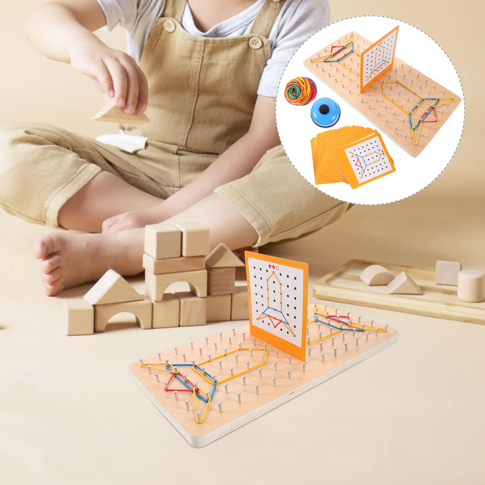 

Educational Toy Kids Prop Primary Mathematics Nail Plate Plaything Geoboard Wooden Toddler Gift Tools