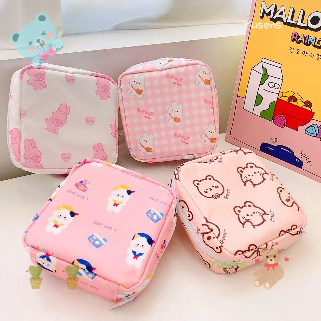 

Милый кошелек для монет, кавайная сумка для гигиенических прокладок, сумка для хранения, косметичка, портативный дорожный косметический че...