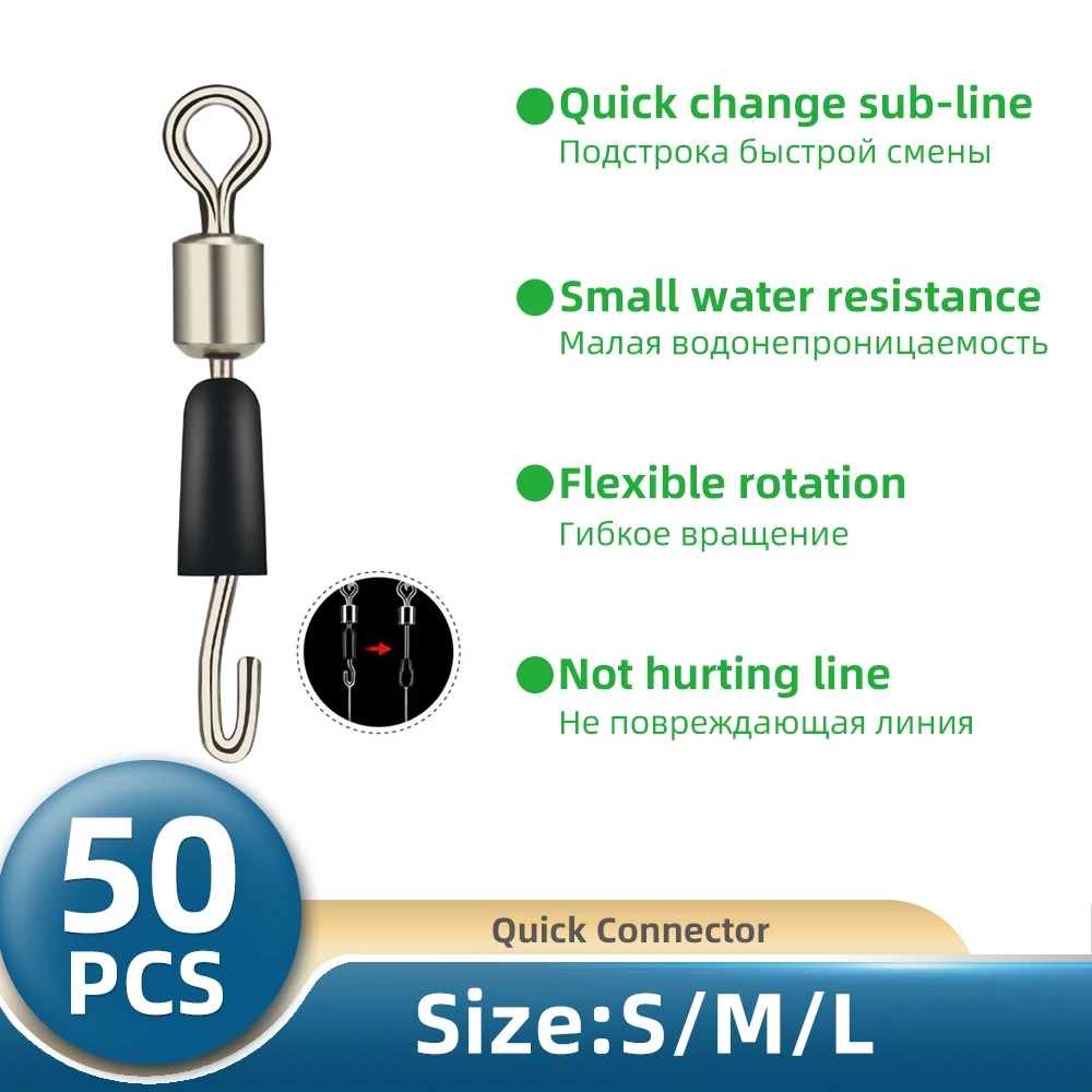 

DNDYUJU 50 шт./лот Шарикоподшипник Поворотные Твердые кольца рыболовный соединитель рыболовные крючки для океанской лодки быстроразъемный соединитель