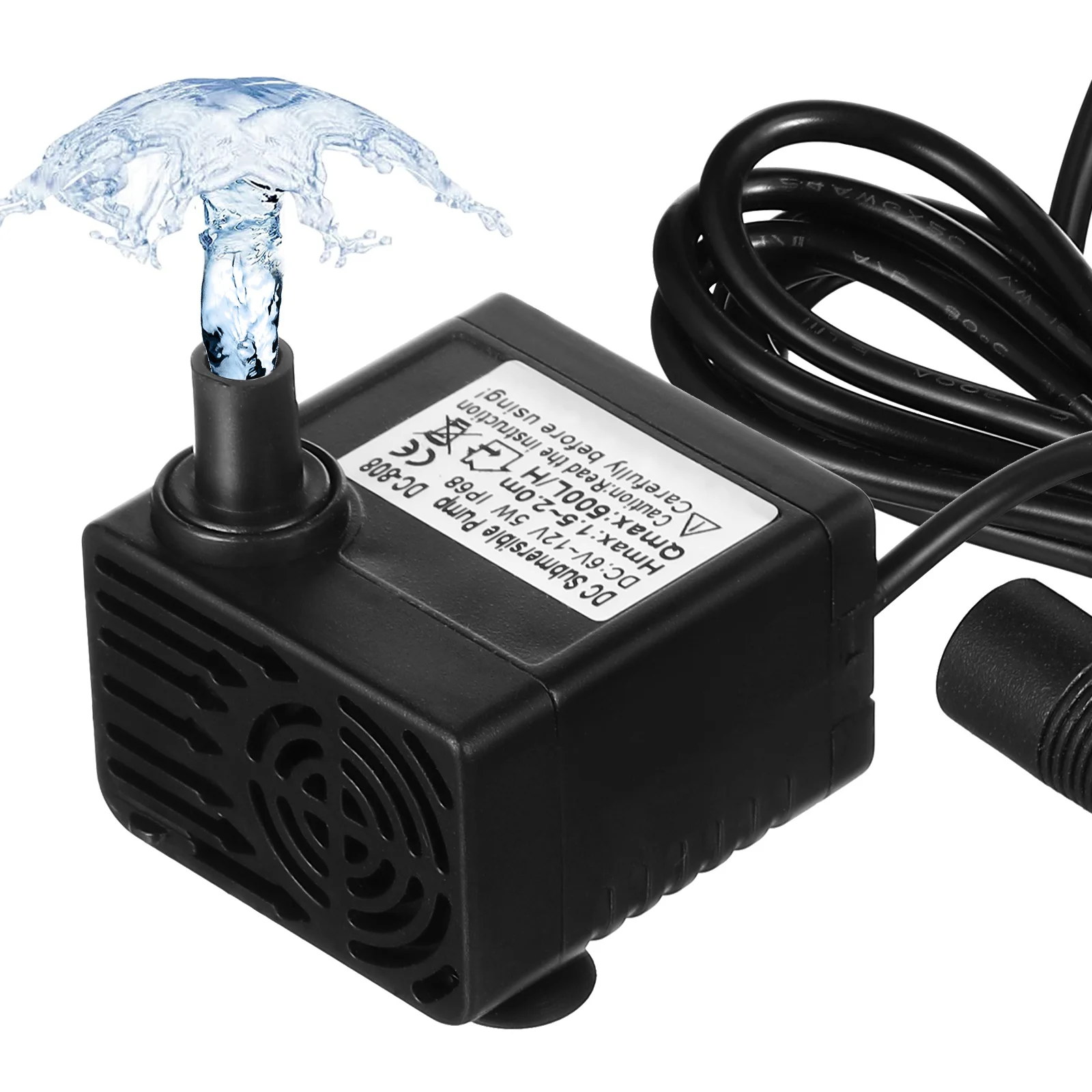 

Submersible Water Pump DC 6- 12V 5W 500L/ Fresh Water Pump for Tank Aquarium Pond Fountains
