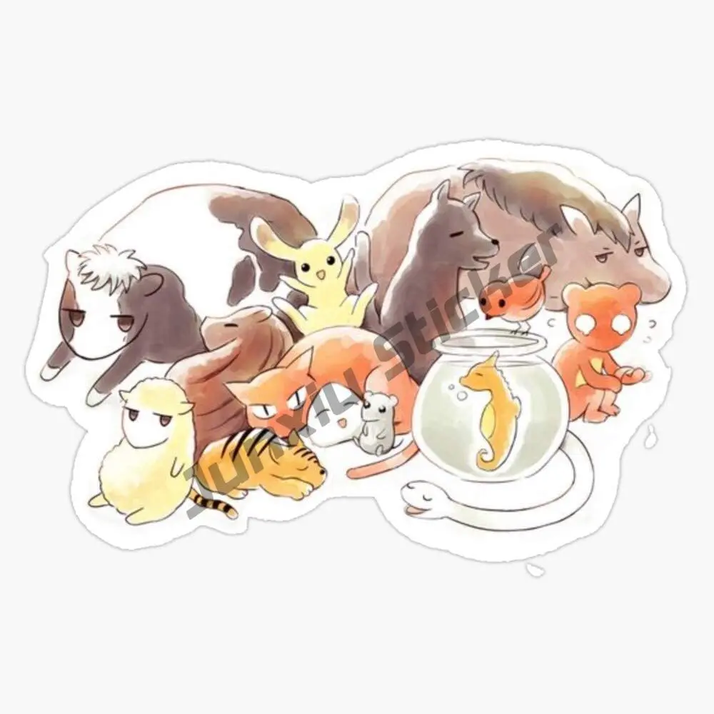 

Fruits Basket Zodiac Animals + Rice Ball Vinyl Waterproof Sticker Decal Car Laptop Wall Window Bumper Car Stickers Decoration