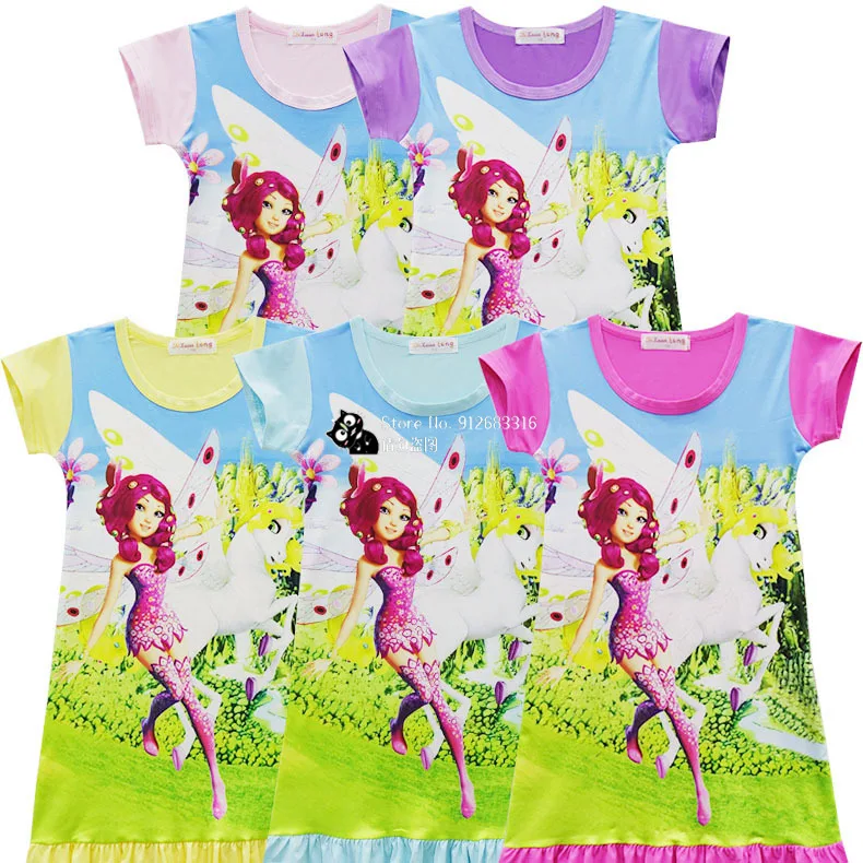 

Детское платье с коротким рукавом и круглым вырезом для девочек