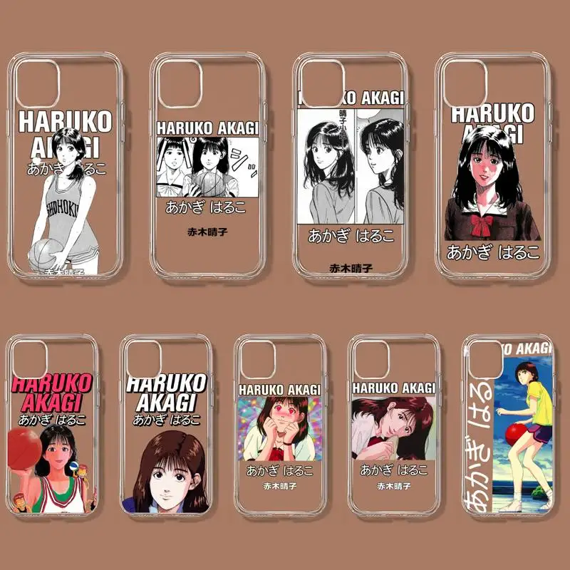 

Чехол для телефона SLAM DUNK Haruko Akagi для iPhone 11 12 Mini 13 14 Pro XS Max X 8 7 6s Plus 5 SE XR, прозрачный чехол