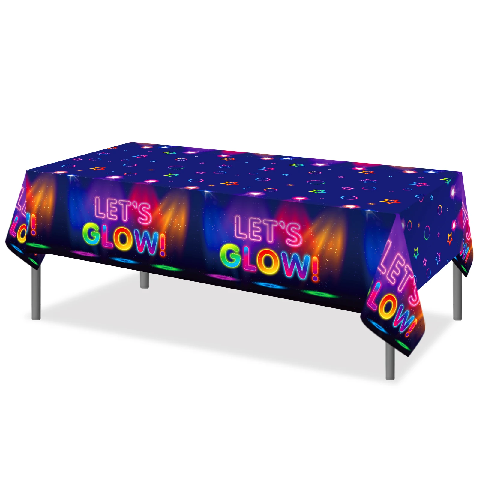 

130x220cm Cool Disco Music Glow Birthday Party Plastic Waterproof Tablecloths Disposable Tablecover Camping Decorations Supplies