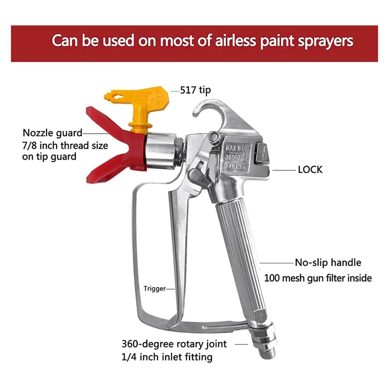 Комплект безвоздушного распылителя краски BEAU с 2 насадками 517 и защитой сопла 5 шт.