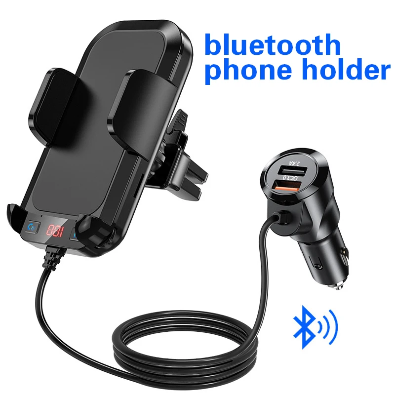 

Car Air Vent FM Transmitter Bluetooth 5.0 Handsfree Lossless MP3 Player Support TF U Disk QC3.0 Quick Charger with Phone Holder