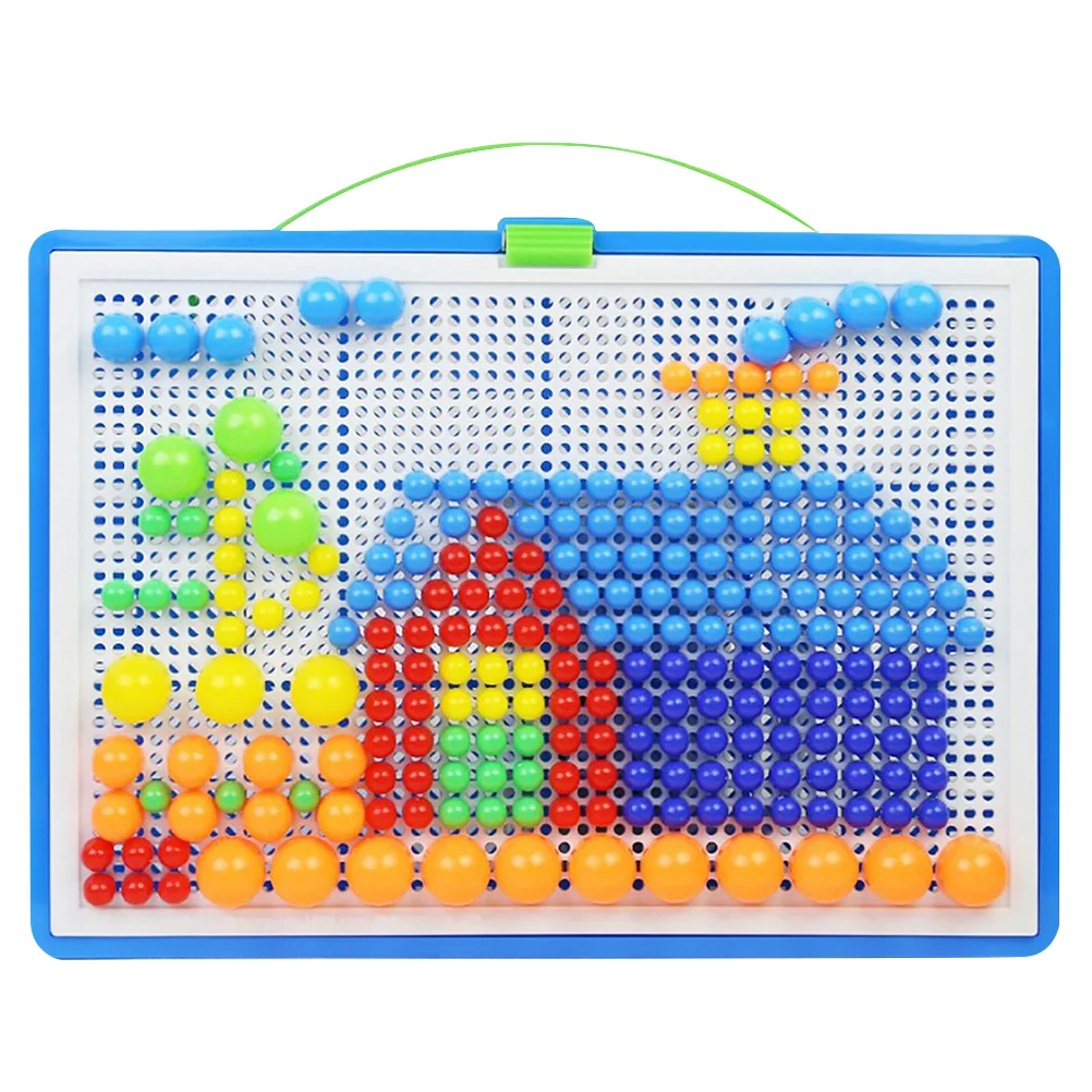 

Peg Boards Children Kids Pegboard Jigsaw Three-dimensional Mushroom Nail Puzzle Mosaic
