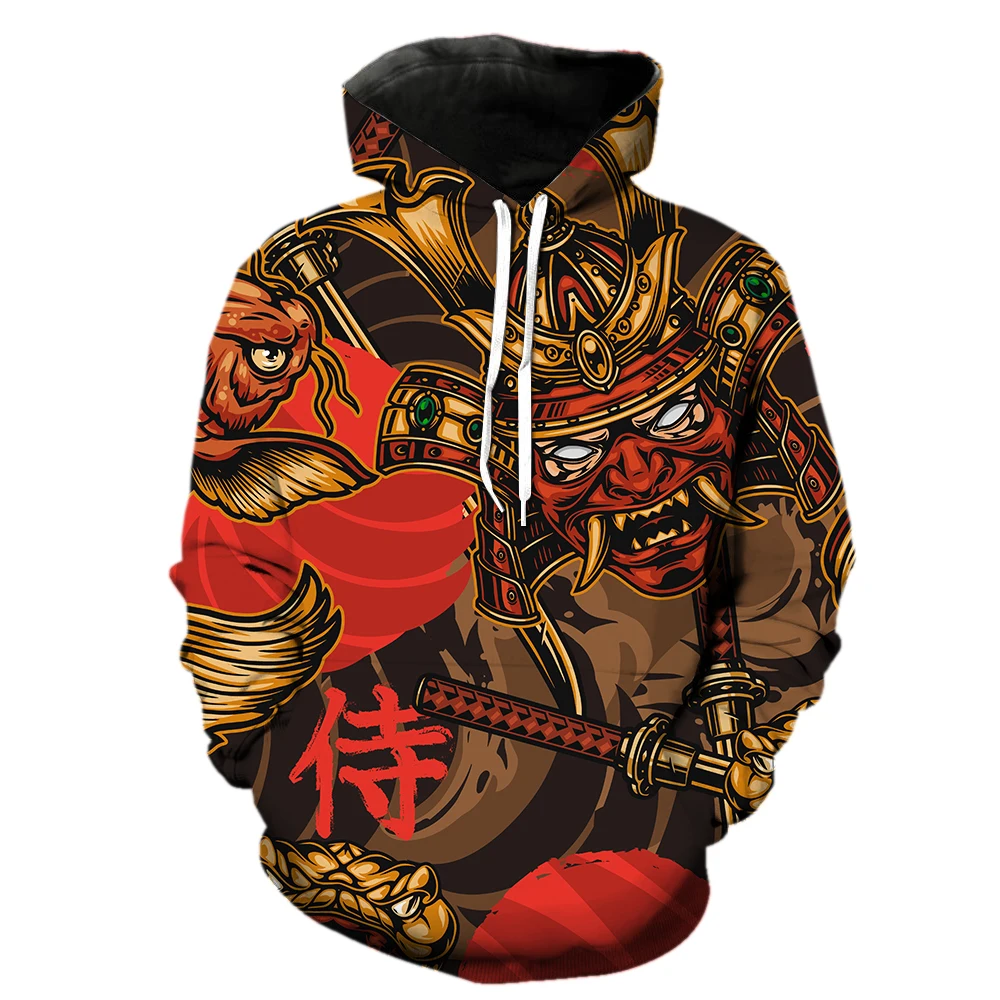

Japan Samurai Hoodies For Men Women 3D Print Animal Snake Dragon Graphic Sweatshirts Fashion Cool Streetwear Men's Clothing Tops