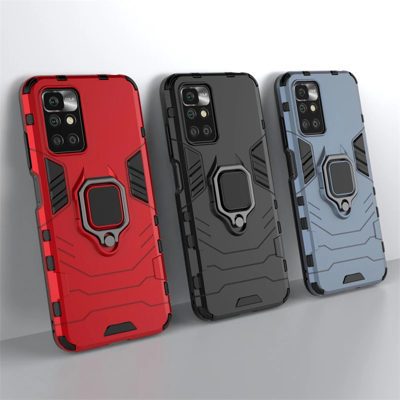 

For Xiaomi Redmi 10 Case Armor Finger Ring Bumper Case For Redmi 10 Cover For Redmi Note 11S 11 11 Pro Global Mi 11 Lite 5G NE