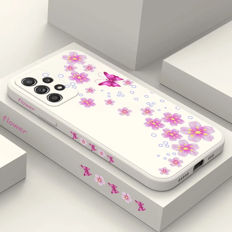 

Flower Butterfly In Bloom For Samsung A73 A71 A53 A51 A31 A21S A52 A32 A22 A13 A12 A50 A30 A03 A01 A91 A81 A31 Liquid Phone Case
