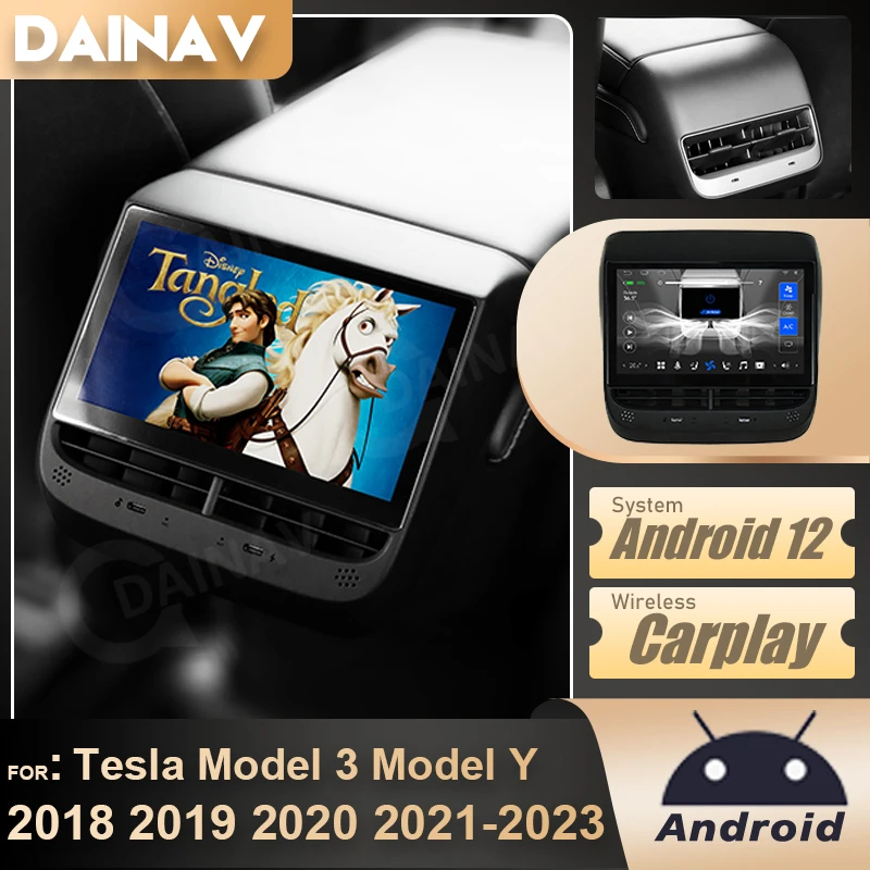 

7 Inch Android 12 AC Panel For Tesla Model 3 Model Y LCD Touch Screen Rear Seat Entertainment Display Multimedia Player Video