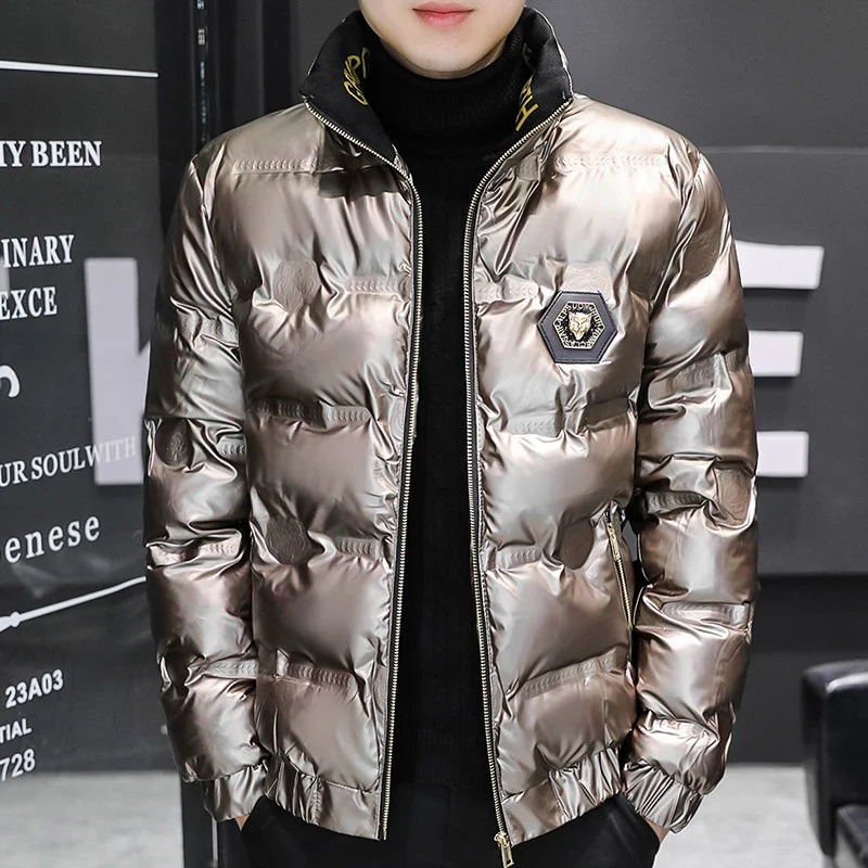 

Cropped Shiny Cotton Jacket Men Winter Men Harajuku Solid Color Korean Thickened Warm Parka Homme Jaqueta Masculina Inverno