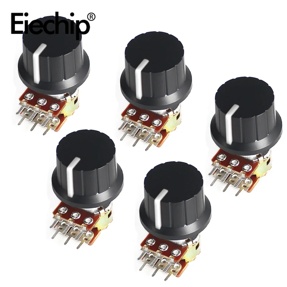 

5Set WH148 Potentiometers 15mm 1K 2K 5K 10K 20K 50K 100K 250K 1M With White AG2 Knob Cap 6pin Linear Potentiometer Kit