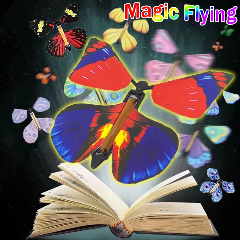 

1/10Pcs Colorful Magic Flying Butterfly Kids Children Fairy Rubber Band Flying In The Book Funny Joke Toys Props Surprise Gifts