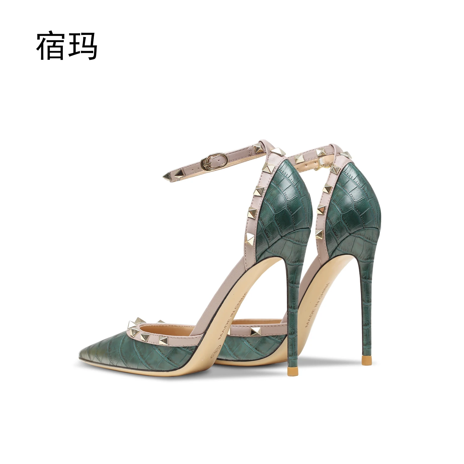 2023 New Brand Pumps Shoes For Women High Heels Rivets Summer Sandals Gladiator Sexy Ankle Strap Fashion Party Wedding Shoes 8cm