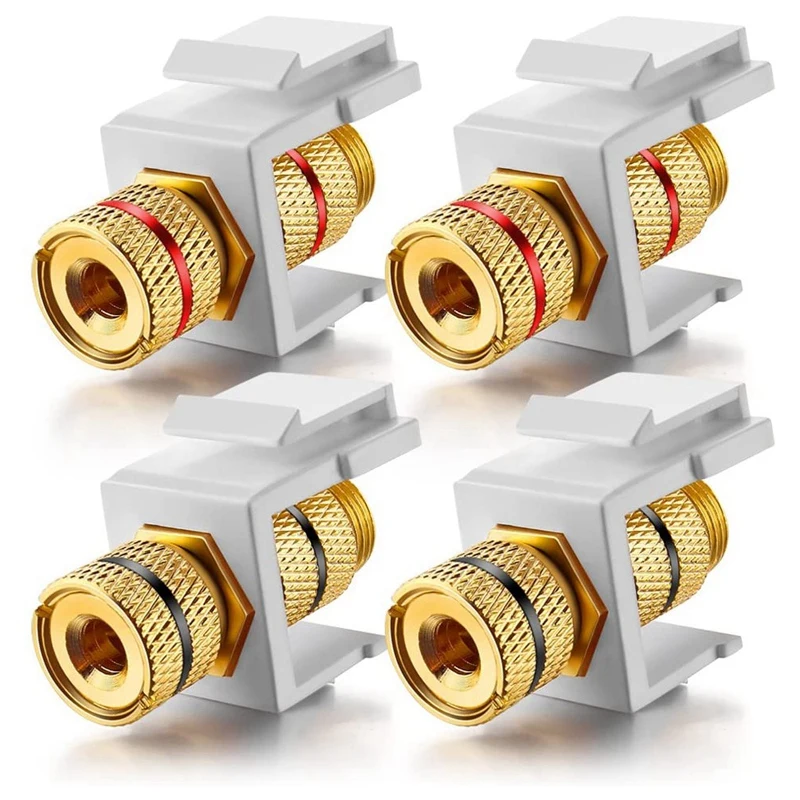 

Banana Jack Binding Post Keystone Jack Insert With Black & Red Rings, Screw Type Audio Speaker Keystone, 2 Pairs/4 Pack