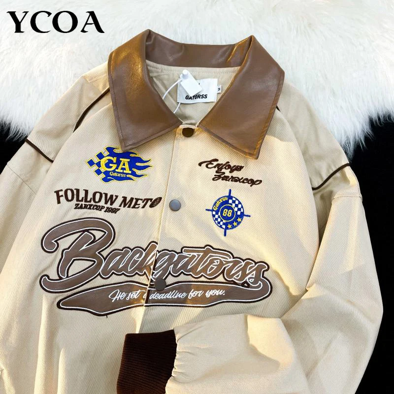 

Men Baseball jackets Oversized Winter Hip Hop Bomber Embroidery Letter Y2k Streetwear Cardigan Long Sleeve Top Coats Clothing