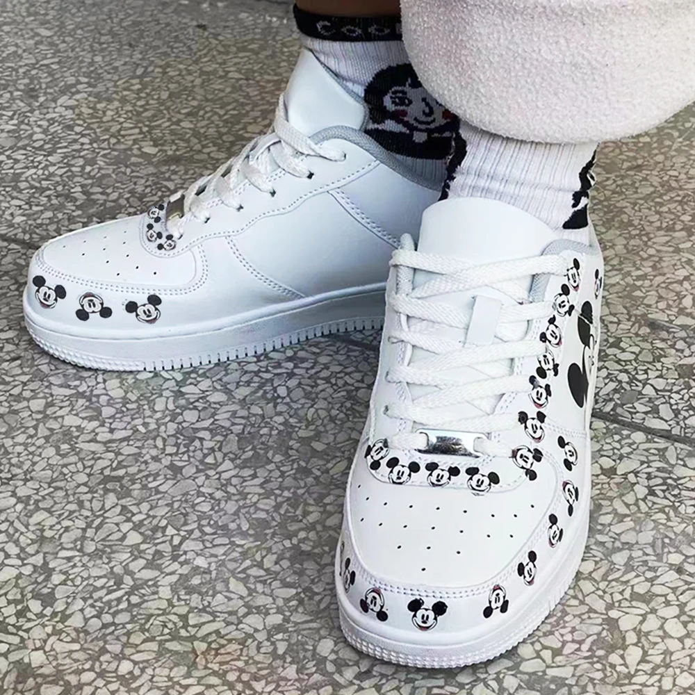 disney Mickey Mouse Sneakers Mens Womens Teenager Casual Shoes Canvas Running 3D Print Lightweight couple kateboarding shoes