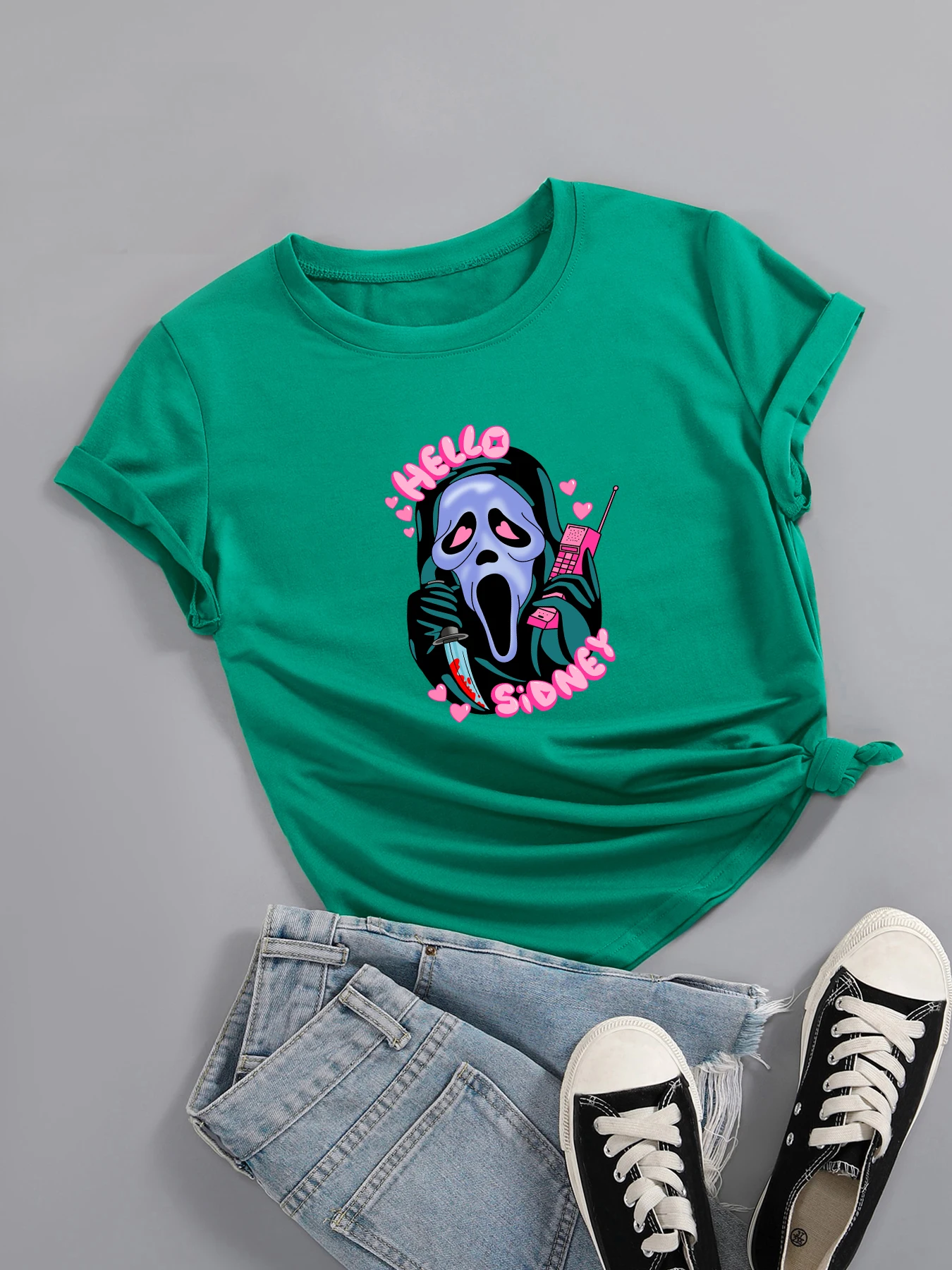 

SIDNEY Skull All Saints' Day T-shirt Cotton Gothic style Aesthetic fashion unisex Casual Short Sleeve Tee