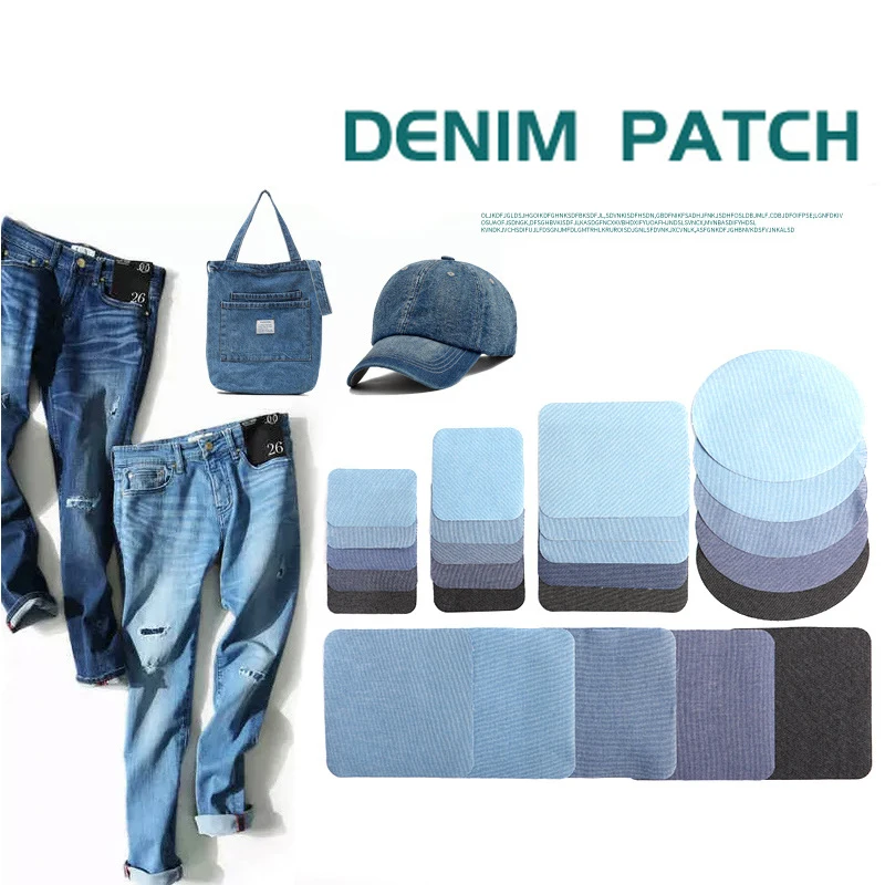 

5Pcs Jeans Denim Patches Iron On Elbow Knee Patches Diy Repair Kits For Clothing Pants Apparel Embroidered Sewing Fabric