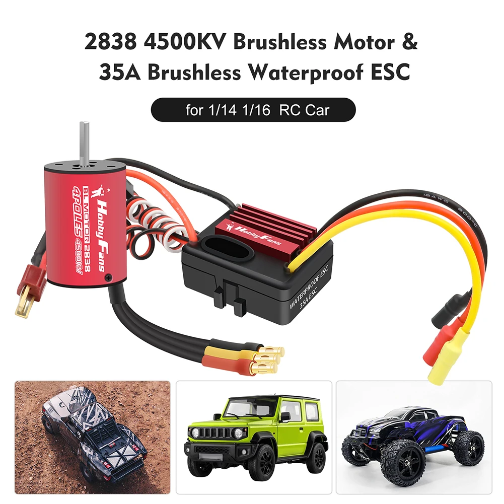

HOBBYFANS 2838 4500KV Brushless Motor with 35A ESC Kits for 1/12 RC Cars