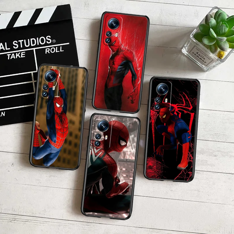 

Marvel hero SpiderMan Black Phone Case For Xiaomi Mi 13 12 Lite 12T Pro 12X 12S 11 11T 11i 10T 10 9 Ultra 5G