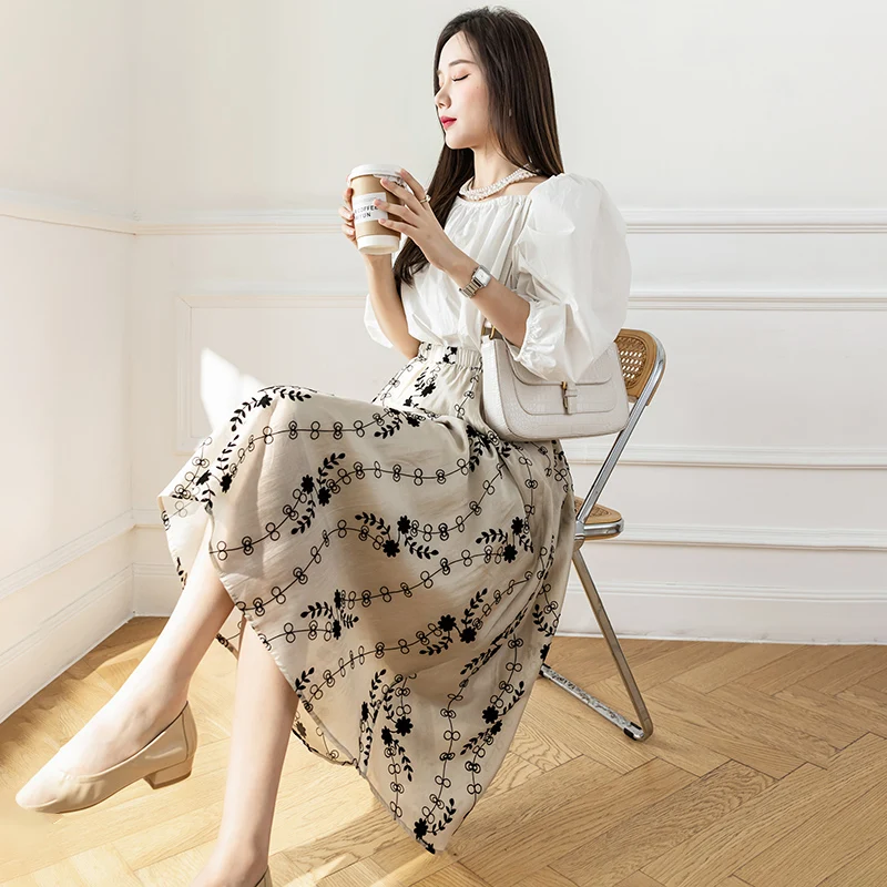 

Beach Style 2022 Floral Printing Women's Sexy Skirts Summer Fashion High Waist New Female Korean Style Casual Clothing A-LINE