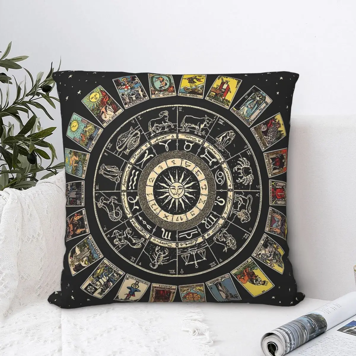 

The Wheel of the Chinese Zodiac, Star Picture, Printed Throwing Pillow Cover, Art Cushion Cover
