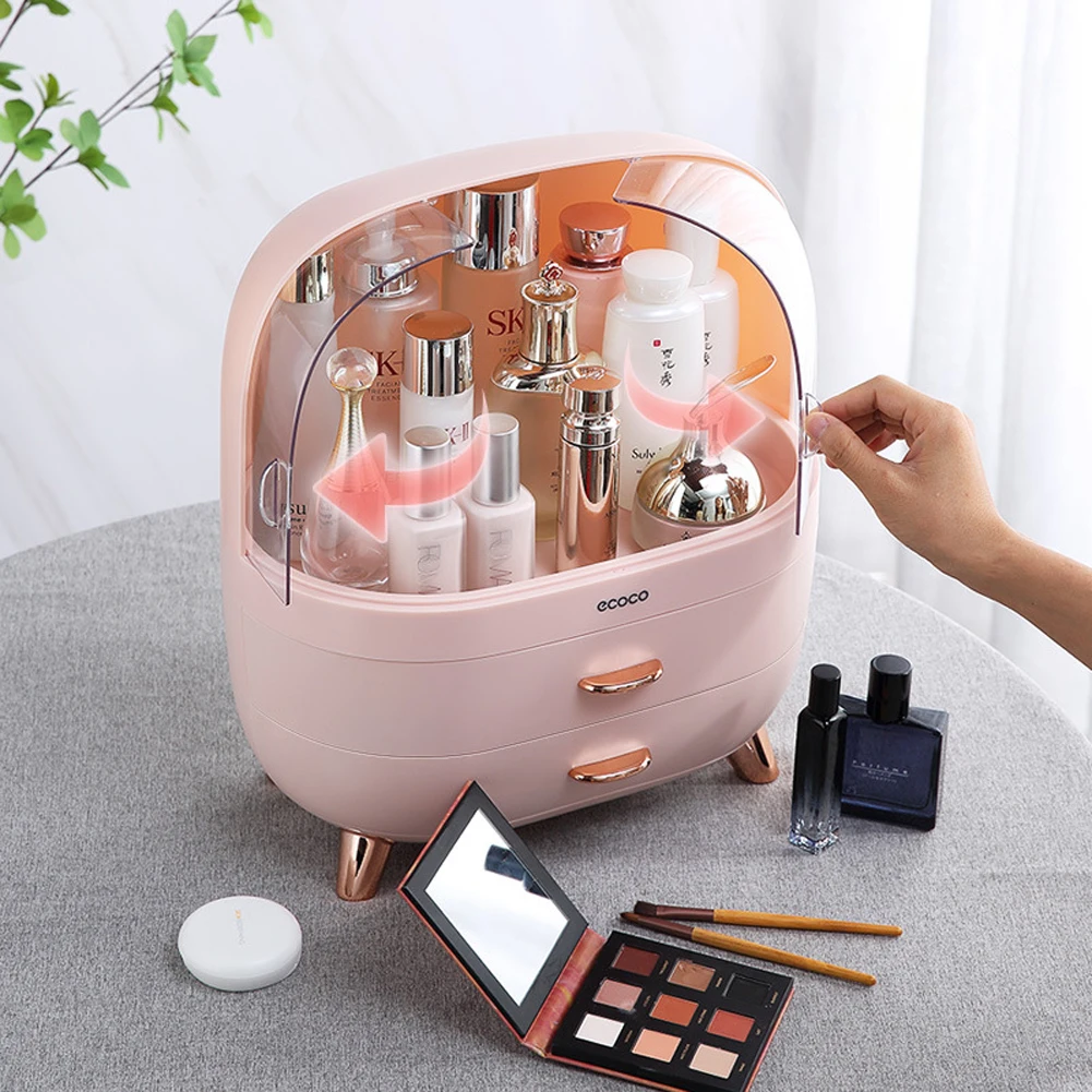 Fashion New Makeup Organizer Large Capacity Waterproof and Dustproof Bathroom Cosmetic Storage Box Desktop Beauty Storage Drawer