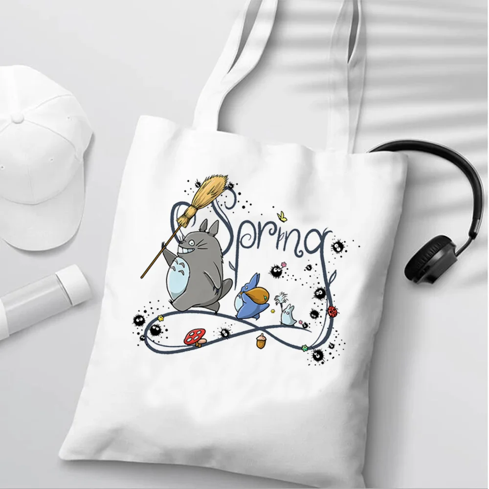 

Сумка для покупок Studio ghilii Totoro, Хлопковая сумка для продуктов из переработанного материала, экологически чистая сумка для покупок, многоразо...