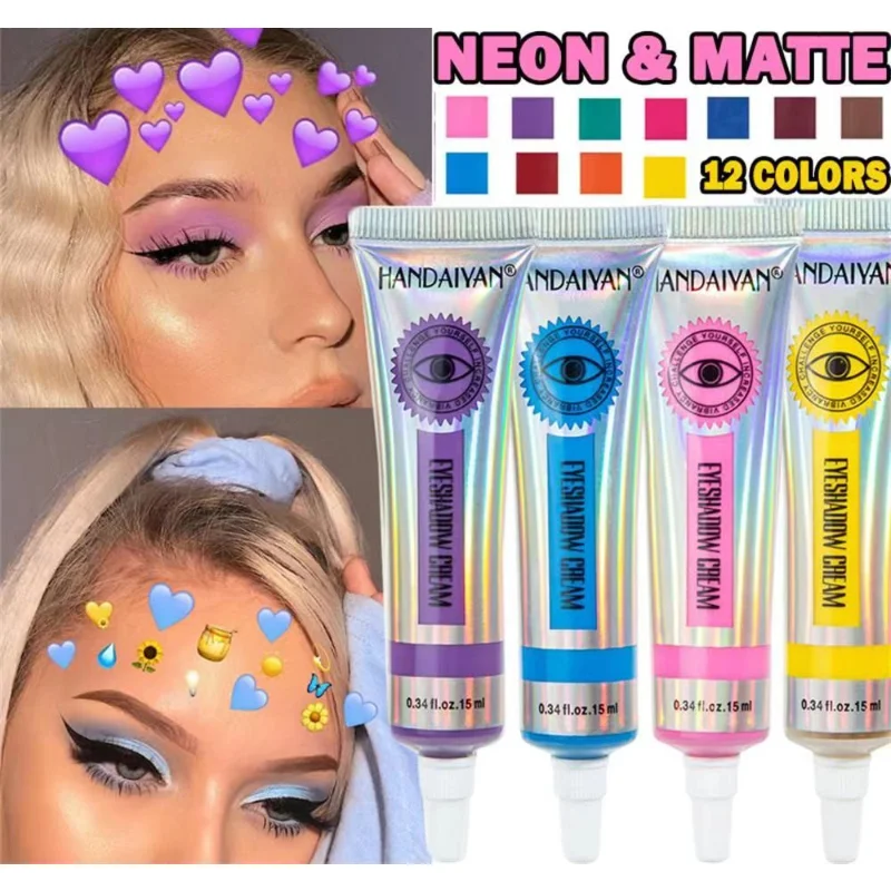 

Matte Colored Eye Shadows Pigments 12 Color Waterproof and Easy To Be Dizzy Colored Pupils for Eyes Liquid Eyeshadow Cream