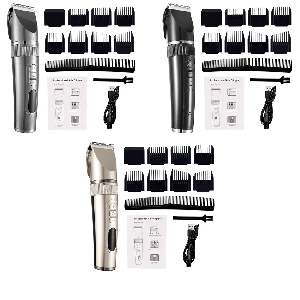 

Перезаряжаемая электрическая бритва для волос, регулируемая IPX7 Водонепроницаемая триммер для бороды, черный