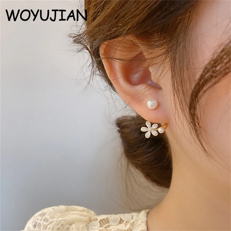 

Elegant and Exquisite Micro Inlaid Zircon Pearl Flower Earrings Sweet Accessories Gift for Korean Fashion Jewelry Women Party