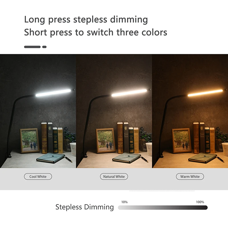 led 2 in 1 clip on desk lamp mobile phone bracket light dimming aluminum alloy folding light for bed living room office computer free global shipping