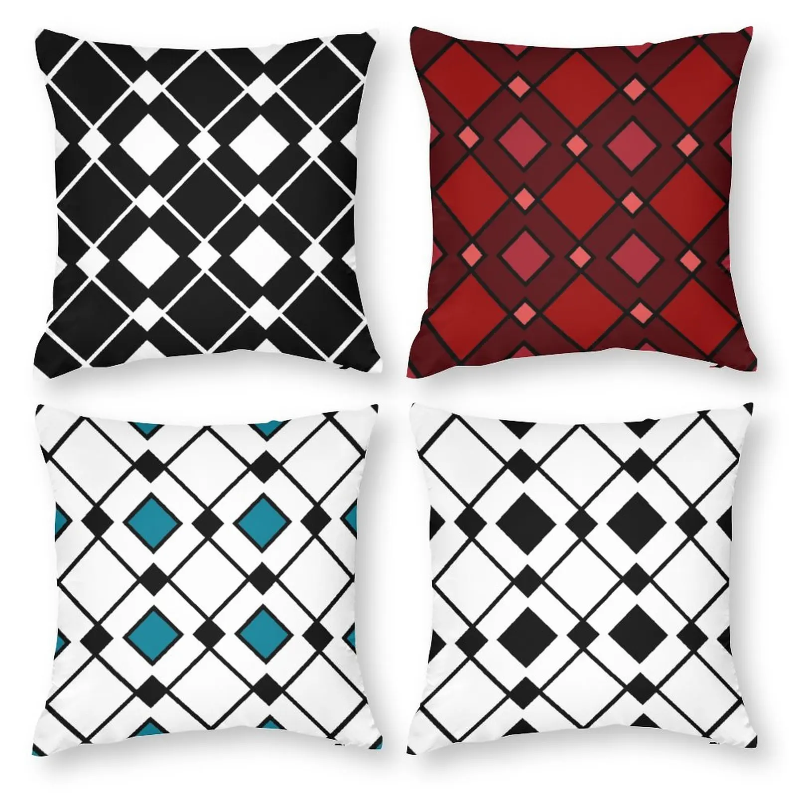 

Throw Pillow Cover 18x18 Inch Colorful Lozenge Repeat Pattern Polyester New Square Slipover Double-Sided Printing Pillowcase