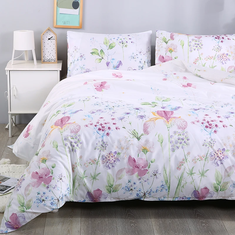 

Home Living Flower Printed Bedding Sets Duvet Cover & Plillow Shams Set Ultra Soft and Comfortable Comforter Set Bed Cover Set