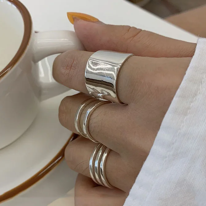 

Thumb Ring For Women And Men Smooth Finger Rings Golden Silver Color Charms Fashion Jewellery Ring Pair 2020