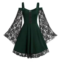 2020 new fashion sexy strapless dress lace stitching womens spring autumn tulle long sleeve dress