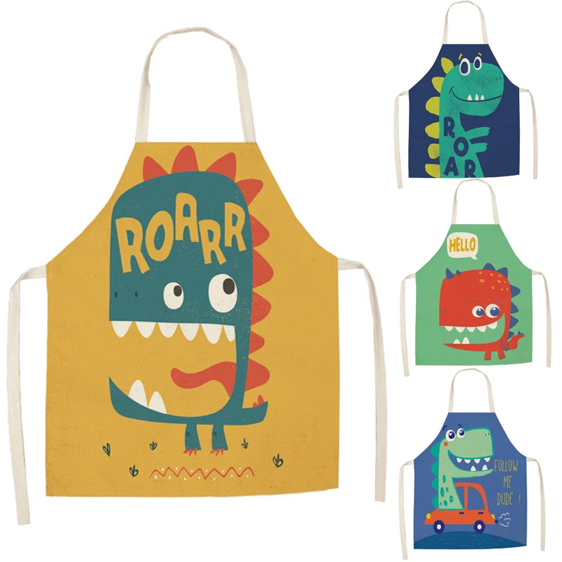 

Cartoon Dinosaur Aprons Unisex Dinner Cooking Accessories Bib Funny Dinosaurs Print Kitchen Pinafore Cleaning Anti-dirty Apron