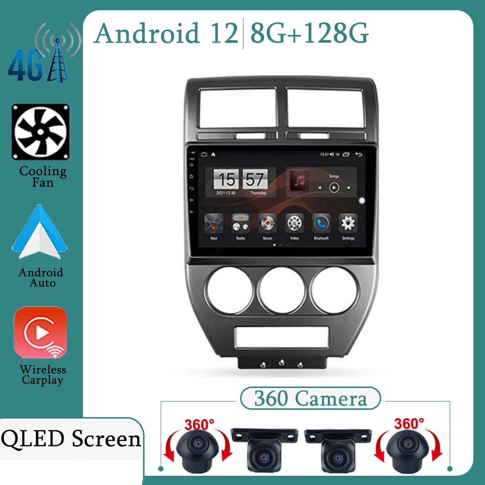 

Автомагнитола для Jeep Compass 1 MK 2006-2010, мультимедийный видеоплеер, навигатор GPS, Android 12, 2din, 2 din, dvd